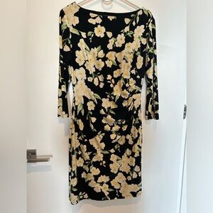 Yellow and Black Jersey Ralph Lauren Dress Size 12